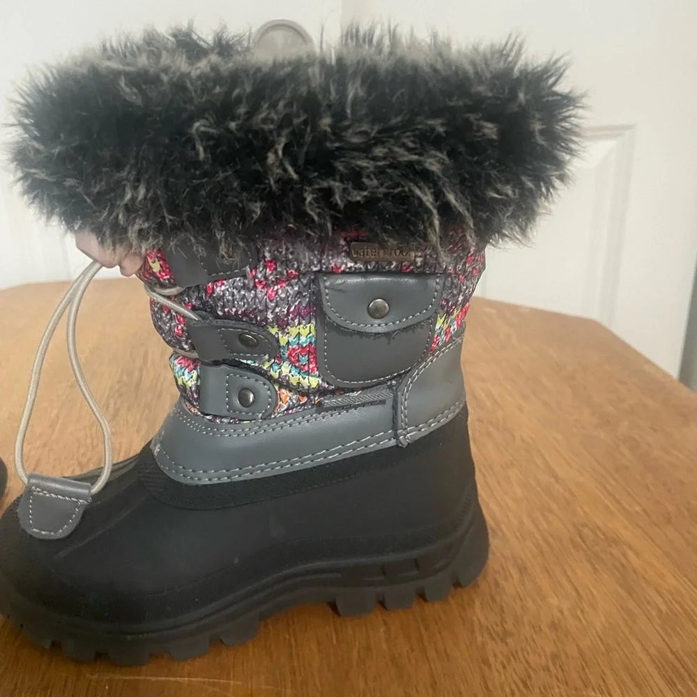Kids' Multicolor Snow Boots with Faux Fur Trim Size 9 Toddler